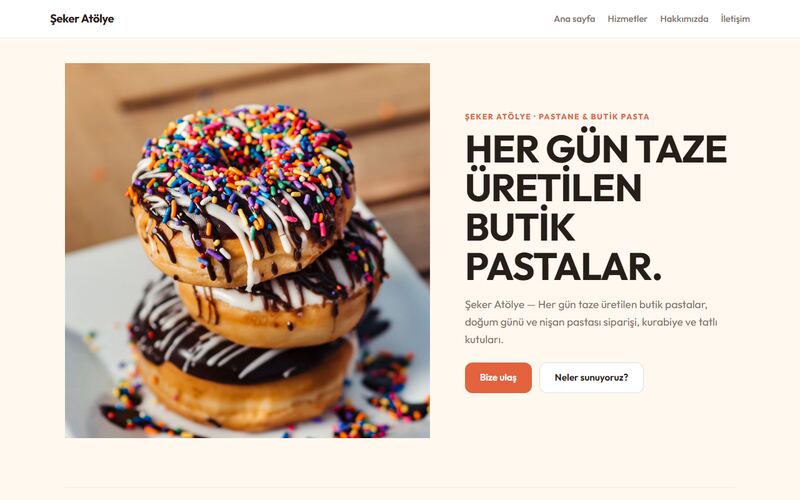 Şeker Atölye örnek sitesi